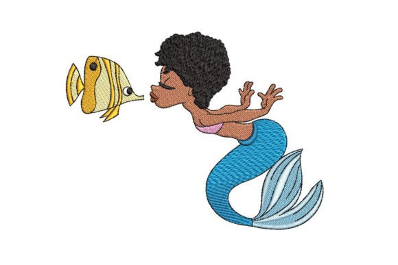 African Mermaid Girl with a Fish