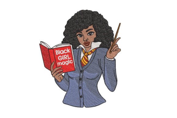 Afro Girl with a Magic Wand. Black Woman